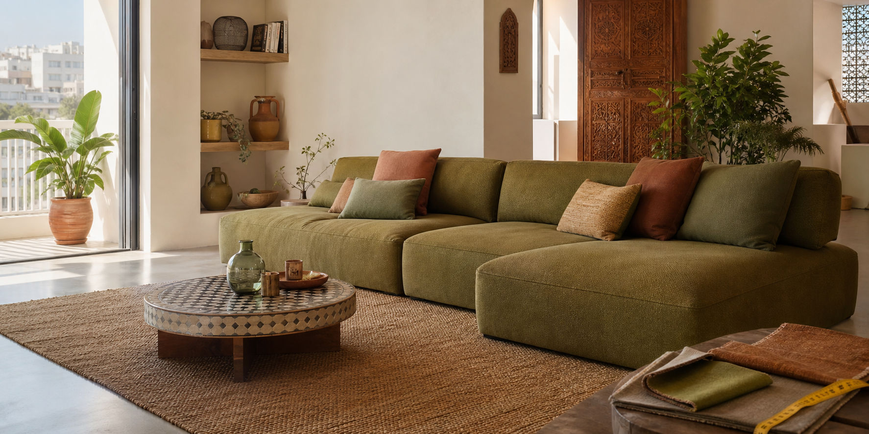 Salon avec canapé au Maroc